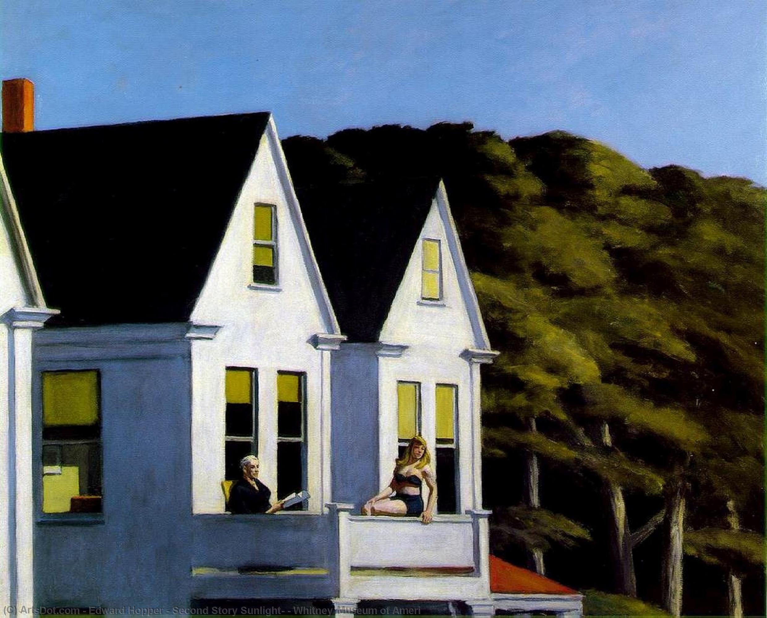 Wikoo.org - موسوعة الفنون الجميلة - اللوحة، العمل الفني Edward Hopper - Second Story Sunlight, , Whitney Museum of Ameri