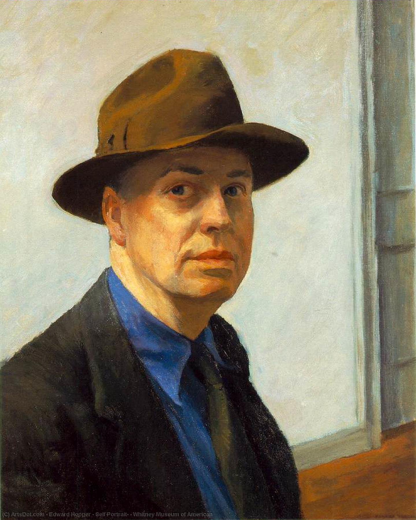 Wikioo.org – L'Enciclopedia delle Belle Arti - Pittura, Opere di Edward Hopper - auto ritratto , , Whitney Museo di Indiano