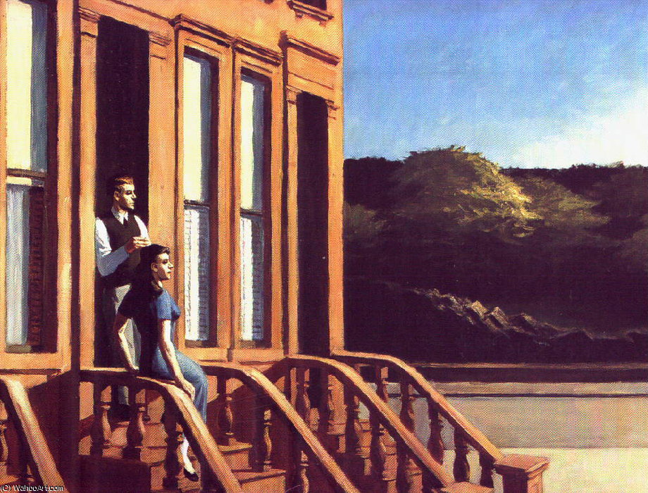 WikiOO.org - Εγκυκλοπαίδεια Καλών Τεχνών - Ζωγραφική, έργα τέχνης Edward Hopper - Sunlight on Brownstones , The Brooklyn Museum,