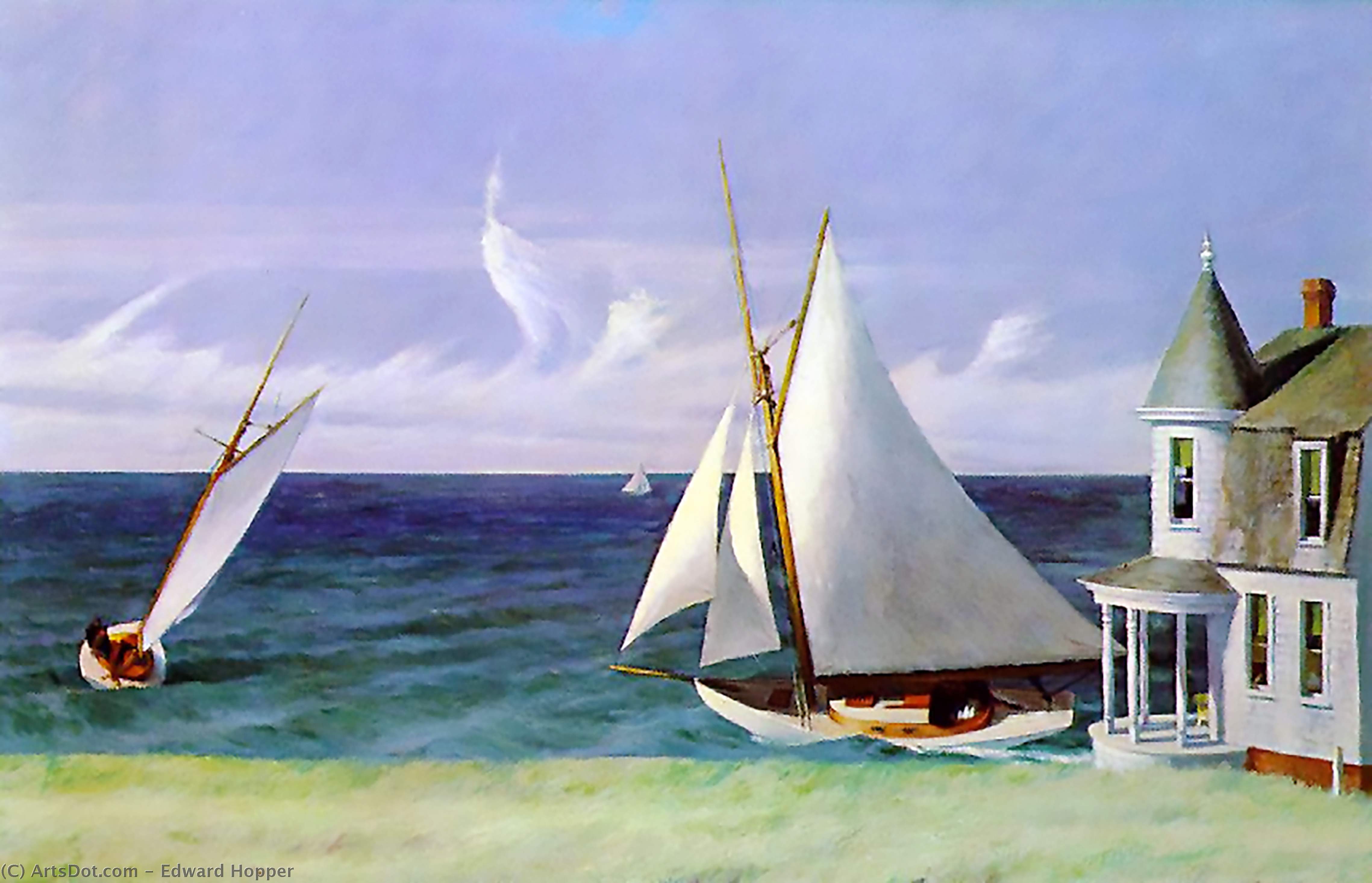 Wikoo.org - موسوعة الفنون الجميلة - اللوحة، العمل الفني Edward Hopper - The lee shore, private