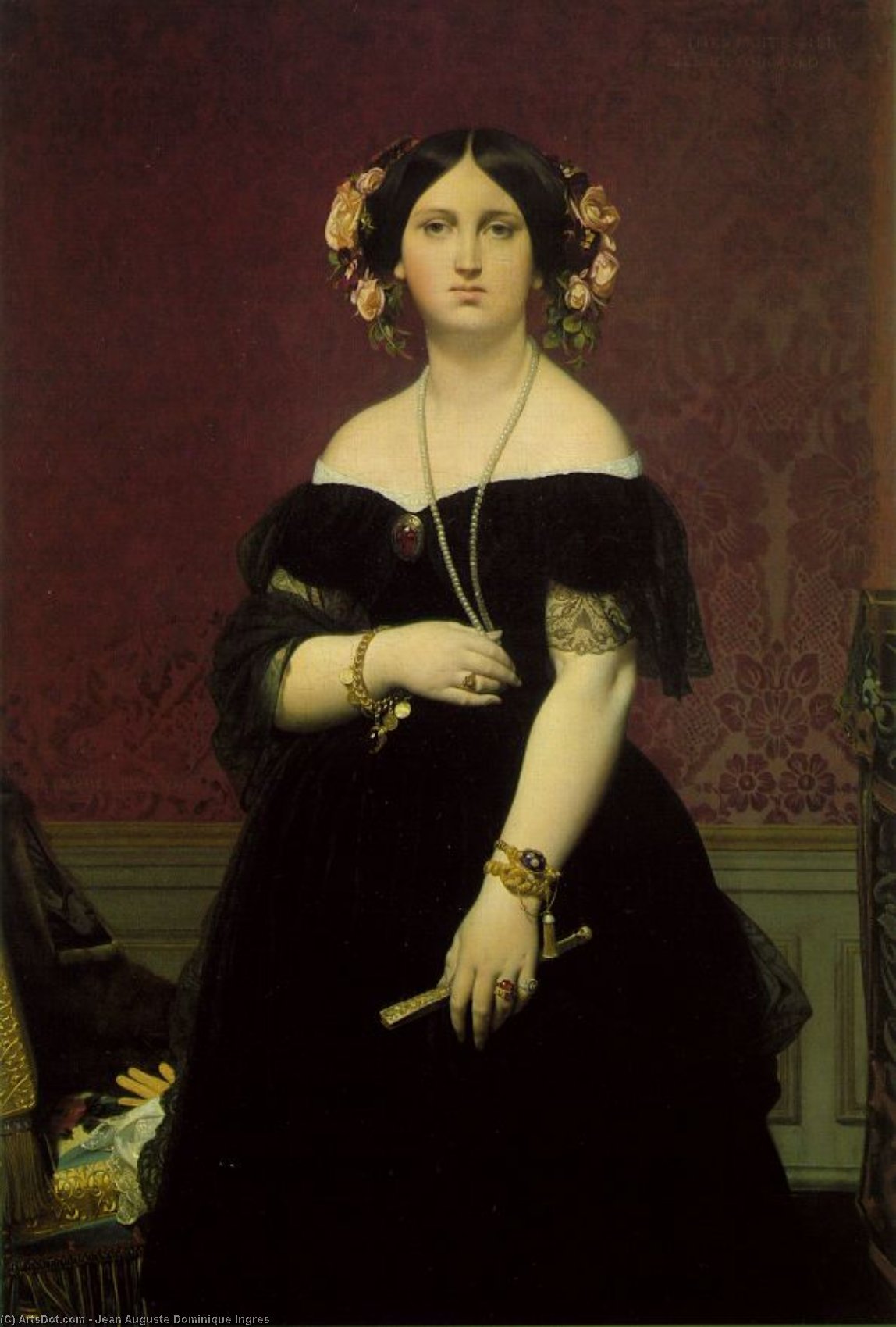 Wikioo.org - The Encyclopedia of Fine Arts - Painting, Artwork by Jean Auguste Dominique Ingres - Marie-Clotilde-Ines de Foucauld, Madame Moitessier, -