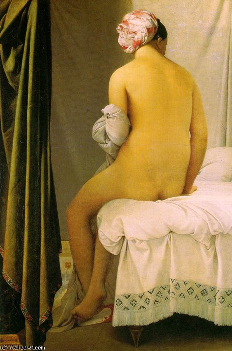 Wikioo.org - Bách khoa toàn thư về mỹ thuật - Vẽ tranh, Tác phẩm nghệ thuật Jean Auguste Dominique Ingres - The valpincon bather, louvre