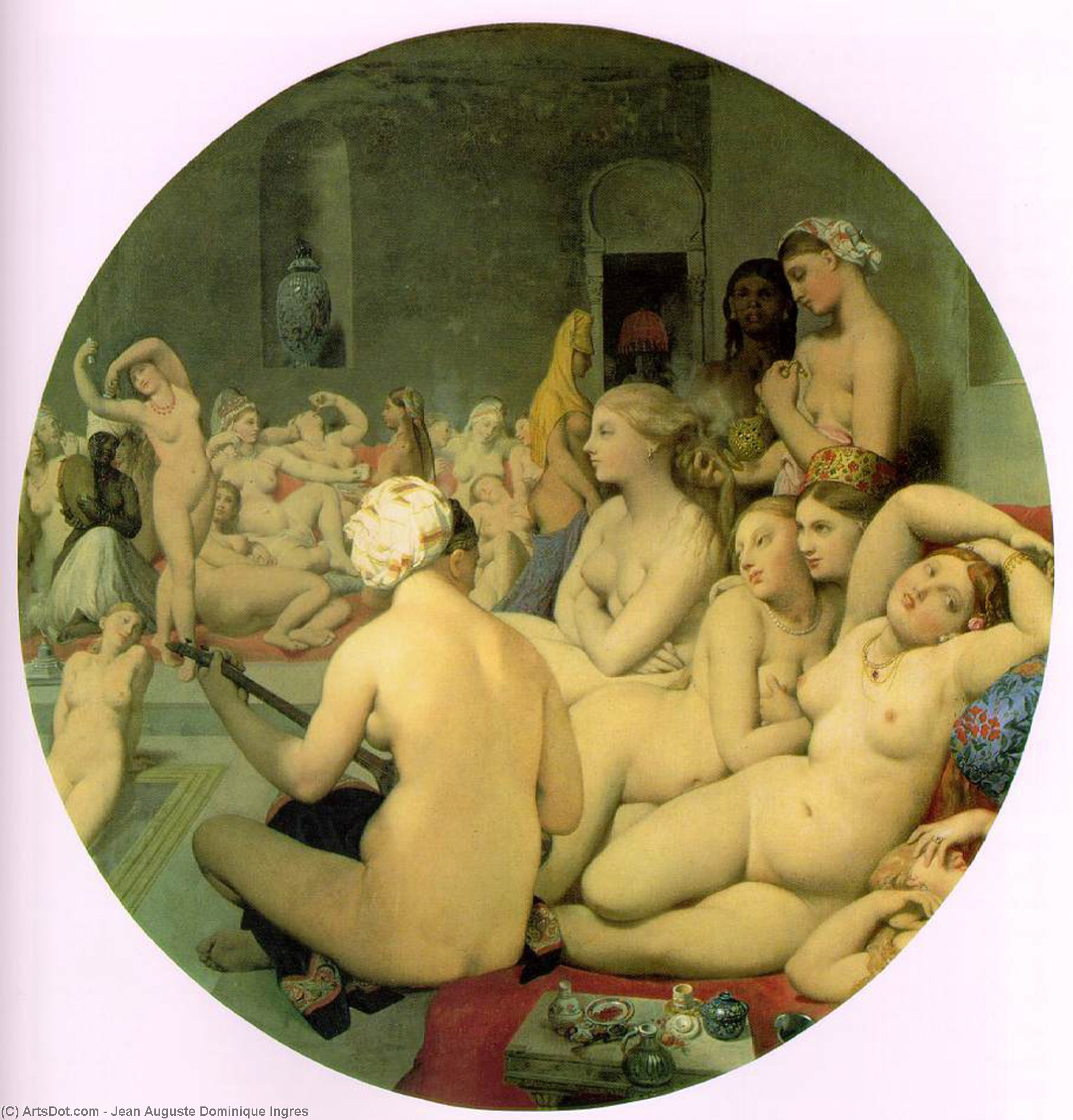 Wikoo.org - موسوعة الفنون الجميلة - اللوحة، العمل الفني Jean Auguste Dominique Ingres - Turkish bath