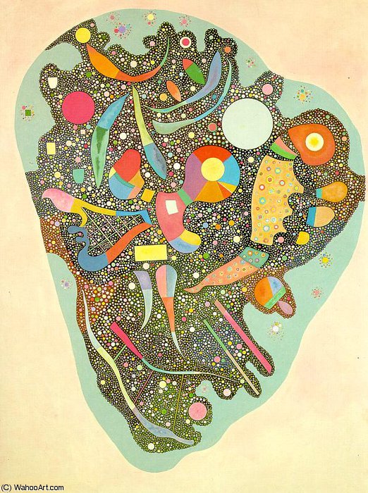 Wikioo.org - สารานุกรมวิจิตรศิลป์ - จิตรกรรม Wassily Kandinsky - Colorful Ensemble, oil and gloss paint on ca