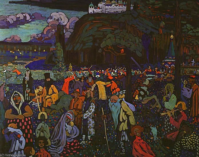 Wikioo.org - Die Enzyklopädie bildender Kunst - Malerei, Kunstwerk von Wassily Kandinsky - farbenfrohes leben , tempera auf leinwand , Lenbachhau