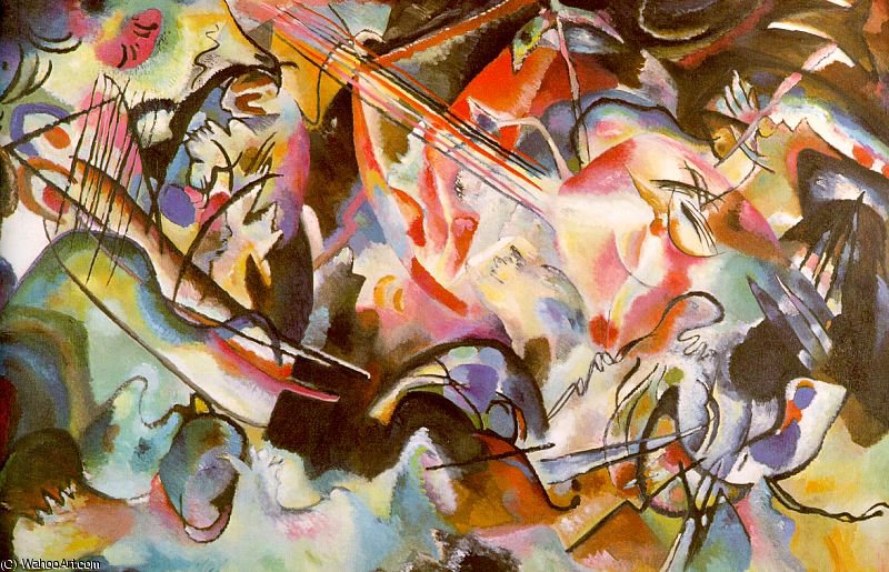 Wikoo.org - موسوعة الفنون الجميلة - اللوحة، العمل الفني Wassily Kandinsky - Composition VI, oil on canvas, Hermitage, St