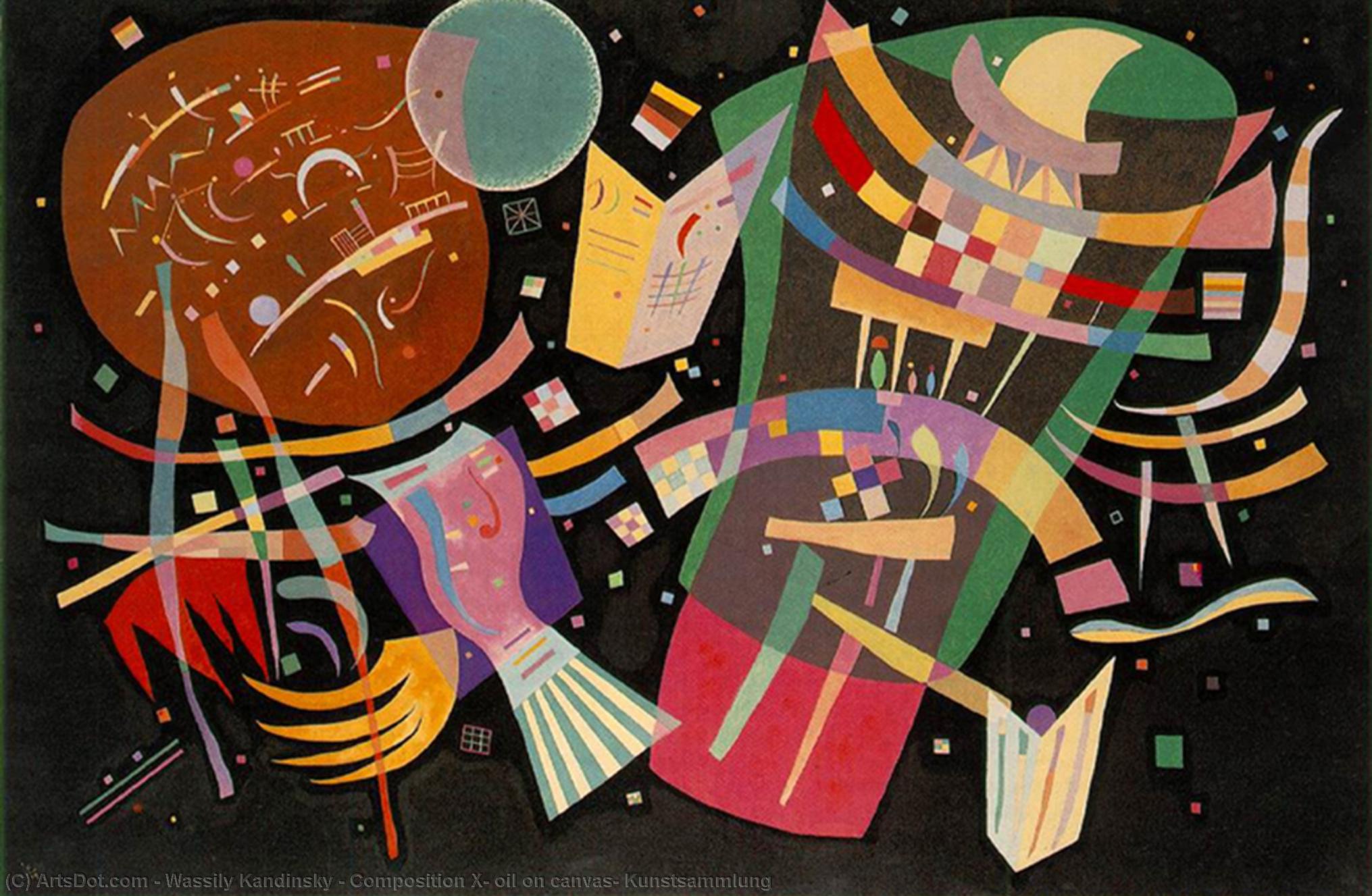 Wikoo.org - موسوعة الفنون الجميلة - اللوحة، العمل الفني Wassily Kandinsky - Composition X, oil on canvas, Kunstsammlung