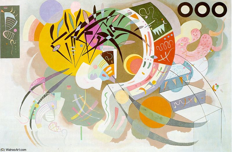 Wikioo.org – L'Encyclopédie des Beaux Arts - Peinture, Oeuvre de Wassily Kandinsky - courbe dominante , huile sur toile , Salomon R . Gu