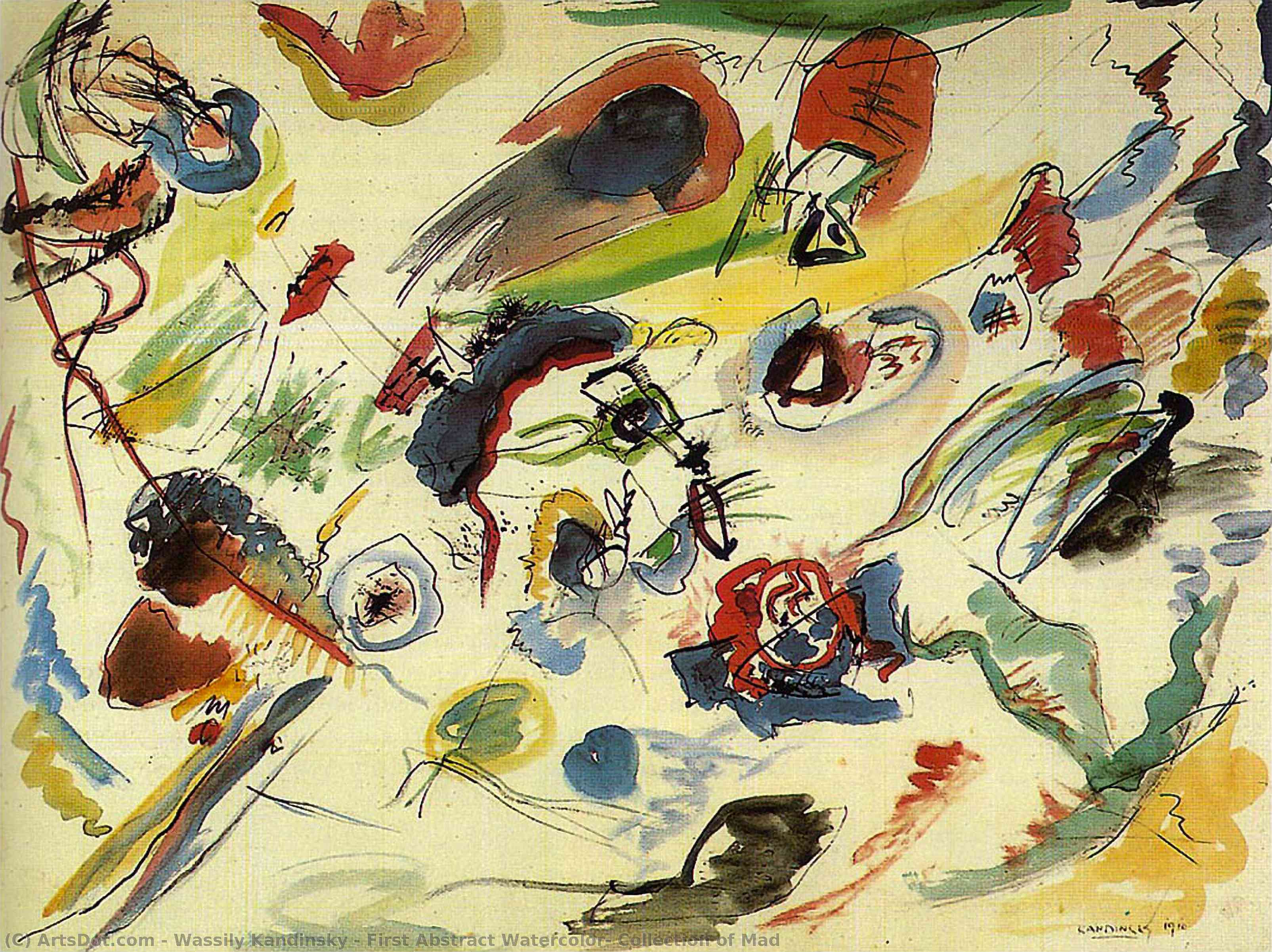 Wikioo.org - The Encyclopedia of Fine Arts - Painting, Artwork by Wassily Kandinsky - First Abstract Watercolor, Collection of Mad
