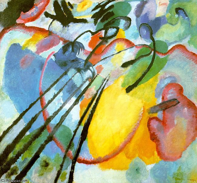Wikioo.org – L'Enciclopedia delle Belle Arti - Pittura, Opere di Wassily Kandinsky - Improvvisazione 26 ( Remi ) , olio su tela , Lenb