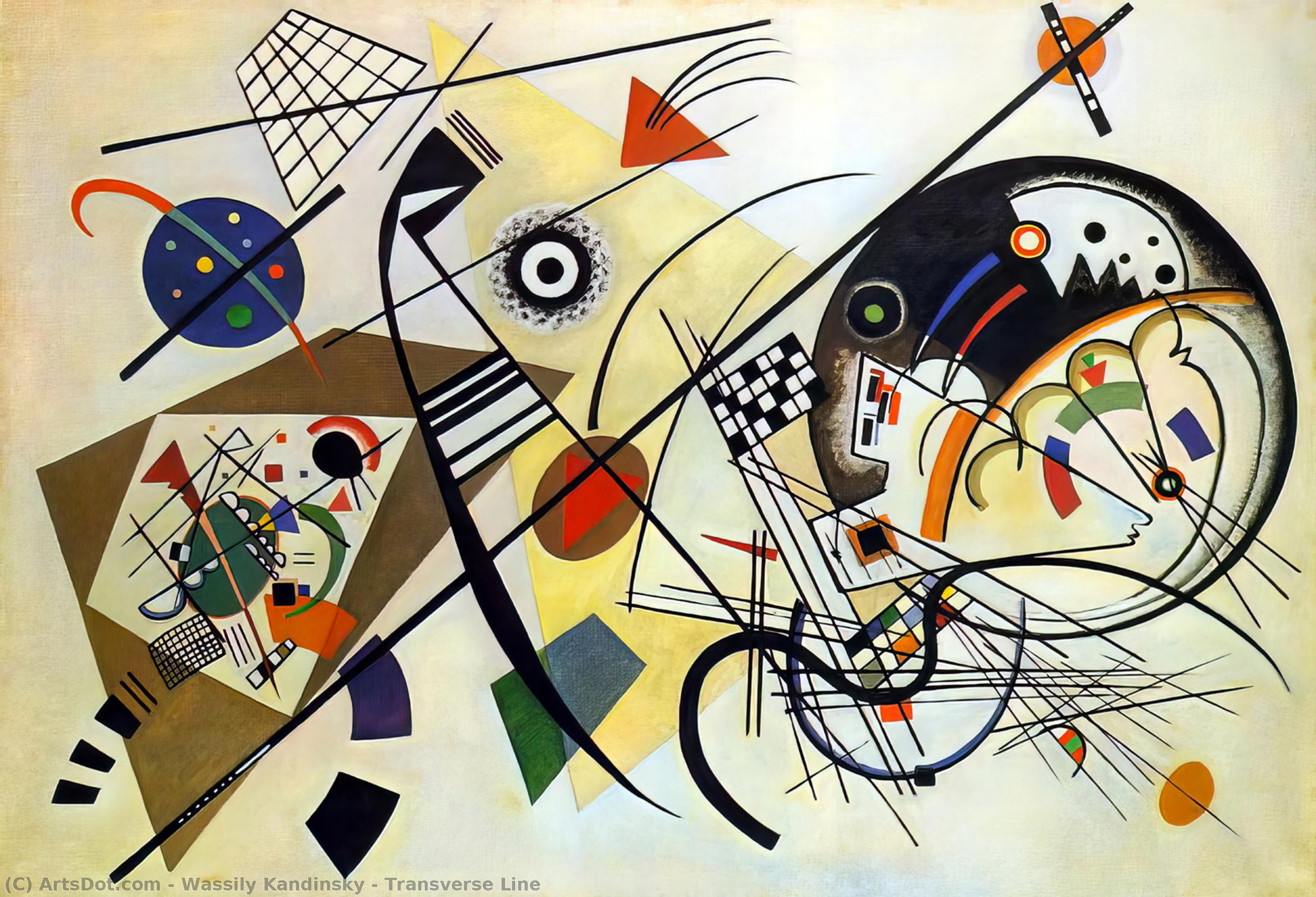 Wikoo.org - موسوعة الفنون الجميلة - اللوحة، العمل الفني Wassily Kandinsky - Transverse line, Art collection N