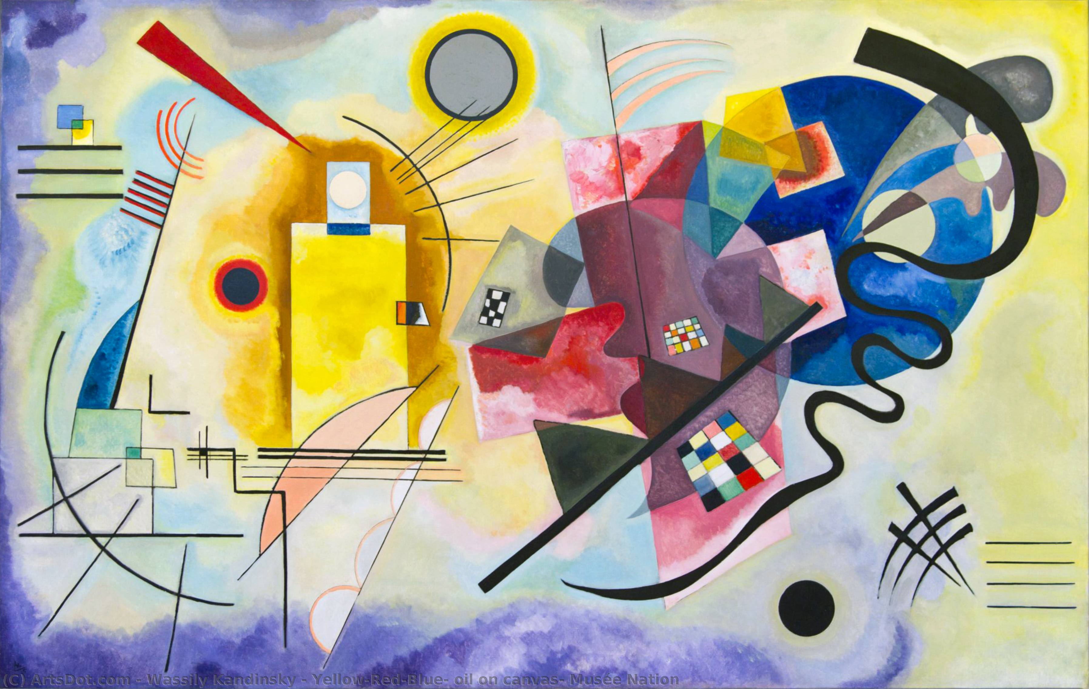 WikiOO.org - Encyclopedia of Fine Arts - Lukisan, Artwork Wassily Kandinsky - Yellow-Red-Blue, oil on canvas, Musée Nation