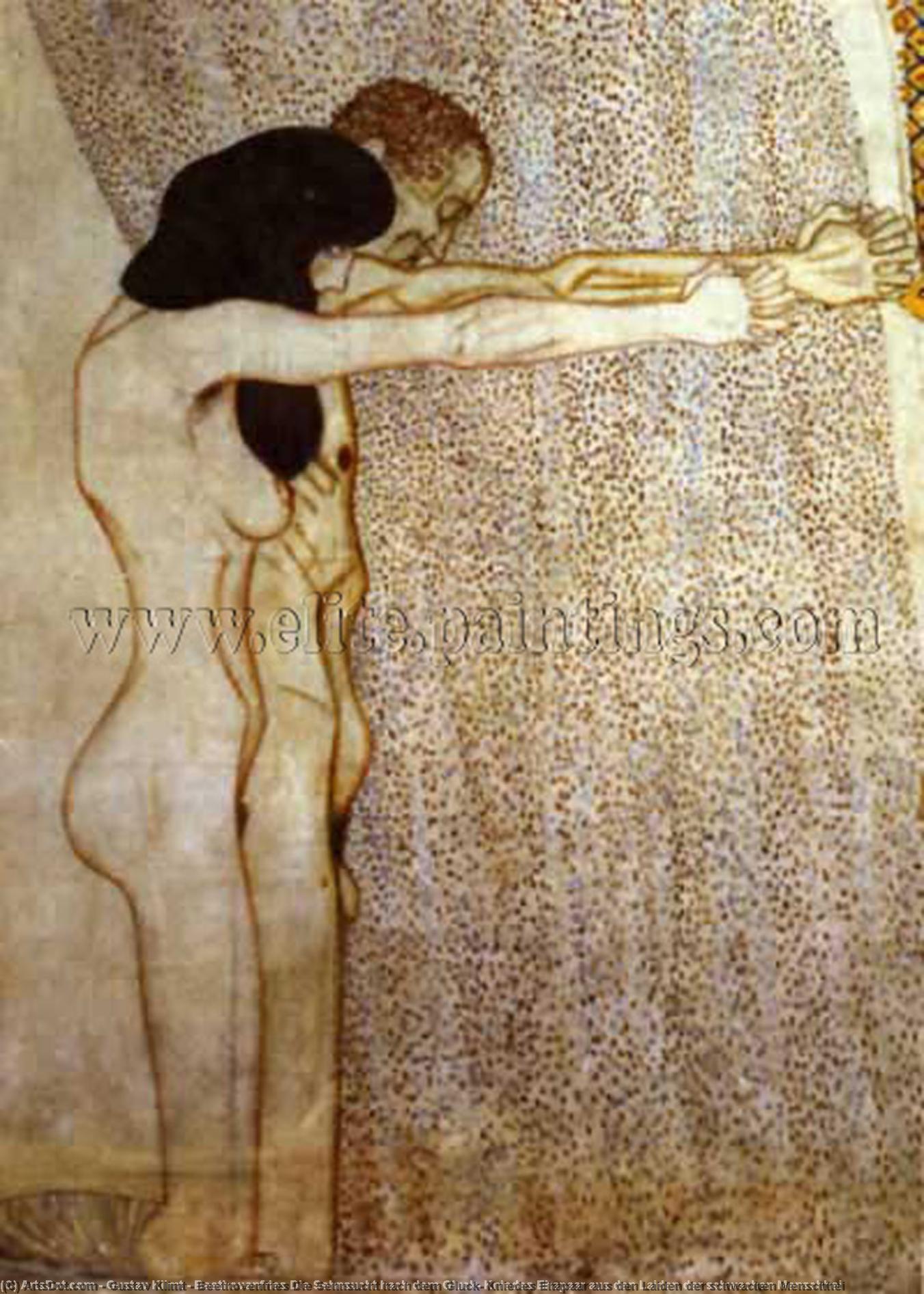Wikioo.org - สารานุกรมวิจิตรศิลป์ - จิตรกรรม Gustav Klimt - Beethovenfries Die Sehnsucht hach dem Gluck, Kniedes Ehapaar aus den Laiden der schwachen Menschhei