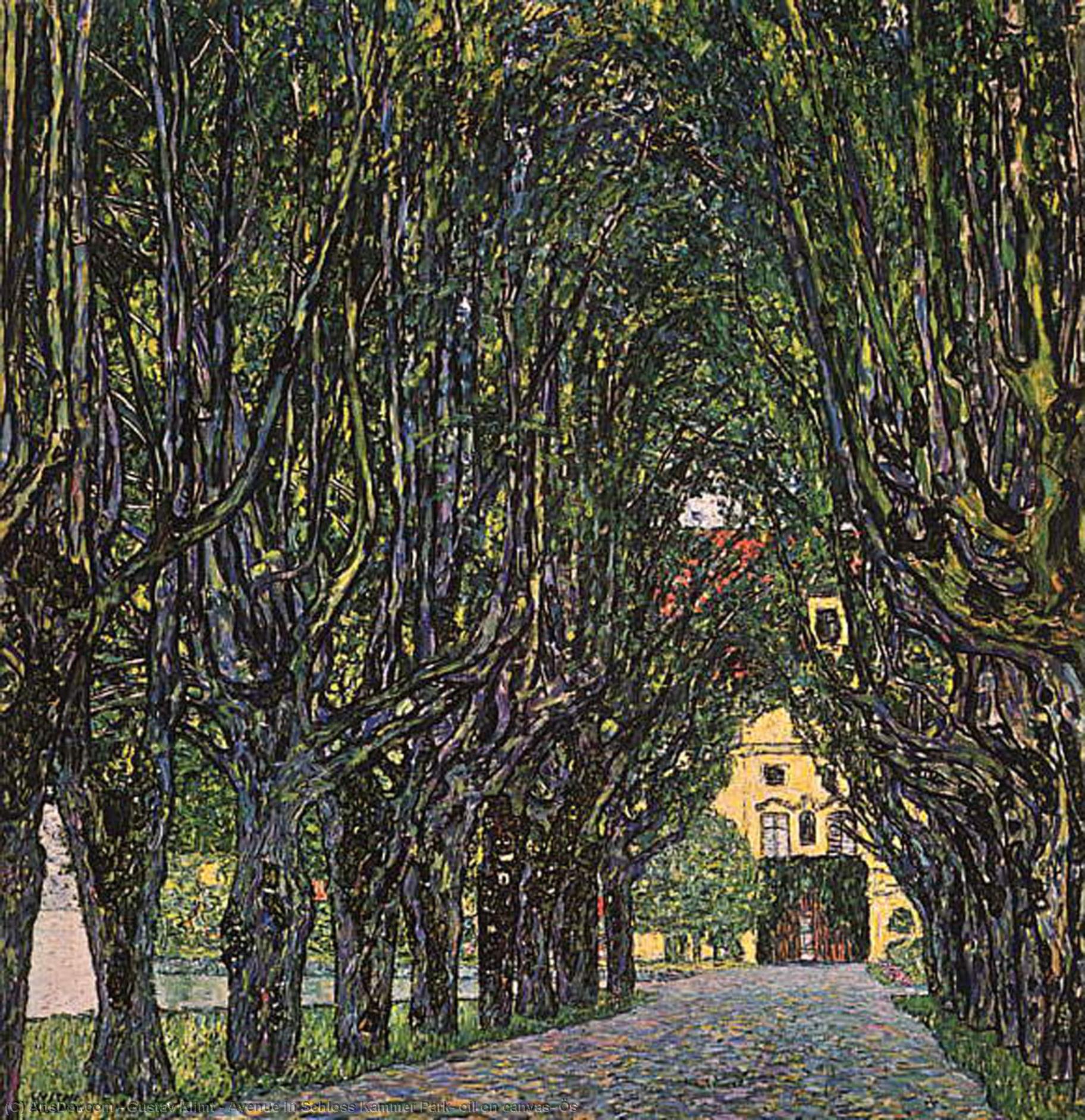 Wikioo.org – La Enciclopedia de las Bellas Artes - Pintura, Obras de arte de Gustav Klimt - avenida en parque de schloss kammer , óleo sobre lienzo , Ös