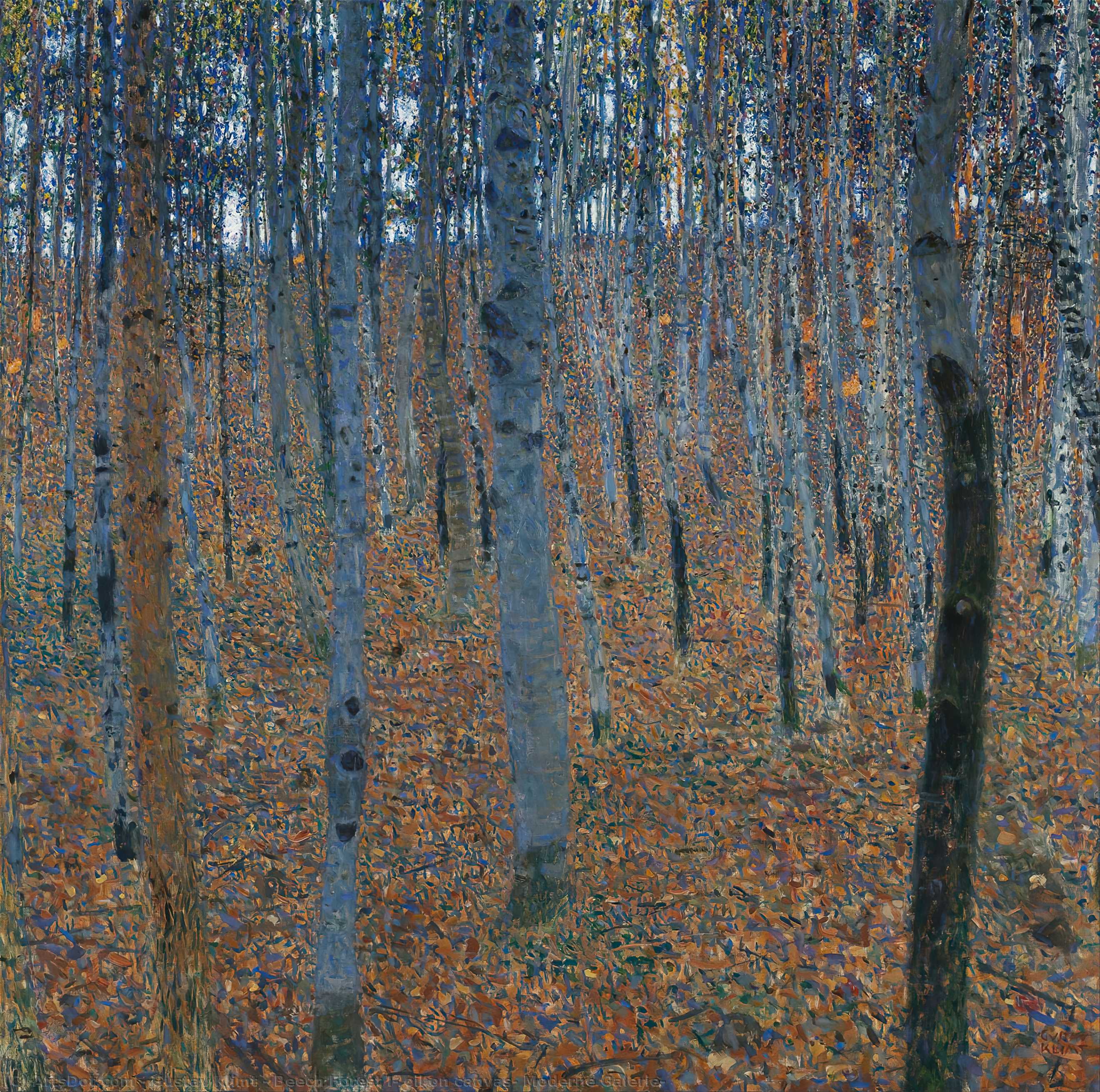 WikiOO.org – 美術百科全書 - 繪畫，作品 Gustav Klimt - 河岸 森林 一世  油  对  帆布  摩登  画廊