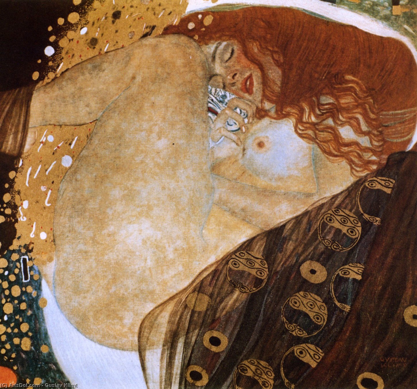 Wikioo.org – L'Enciclopedia delle Belle Arti - Pittura, Opere di Gustav Klimt - Danae , olio su tela , colle privato