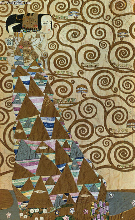 WikiOO.org – 美術百科全書 - 繪畫，作品 Gustav Klimt - 期望 混合  媒体  与  银  和  金