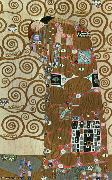 Wikioo.org - The Encyclopedia of Fine Arts - Painting, Artwork by Gustav Klimt - Fulfillment, mixed media with silver and gold