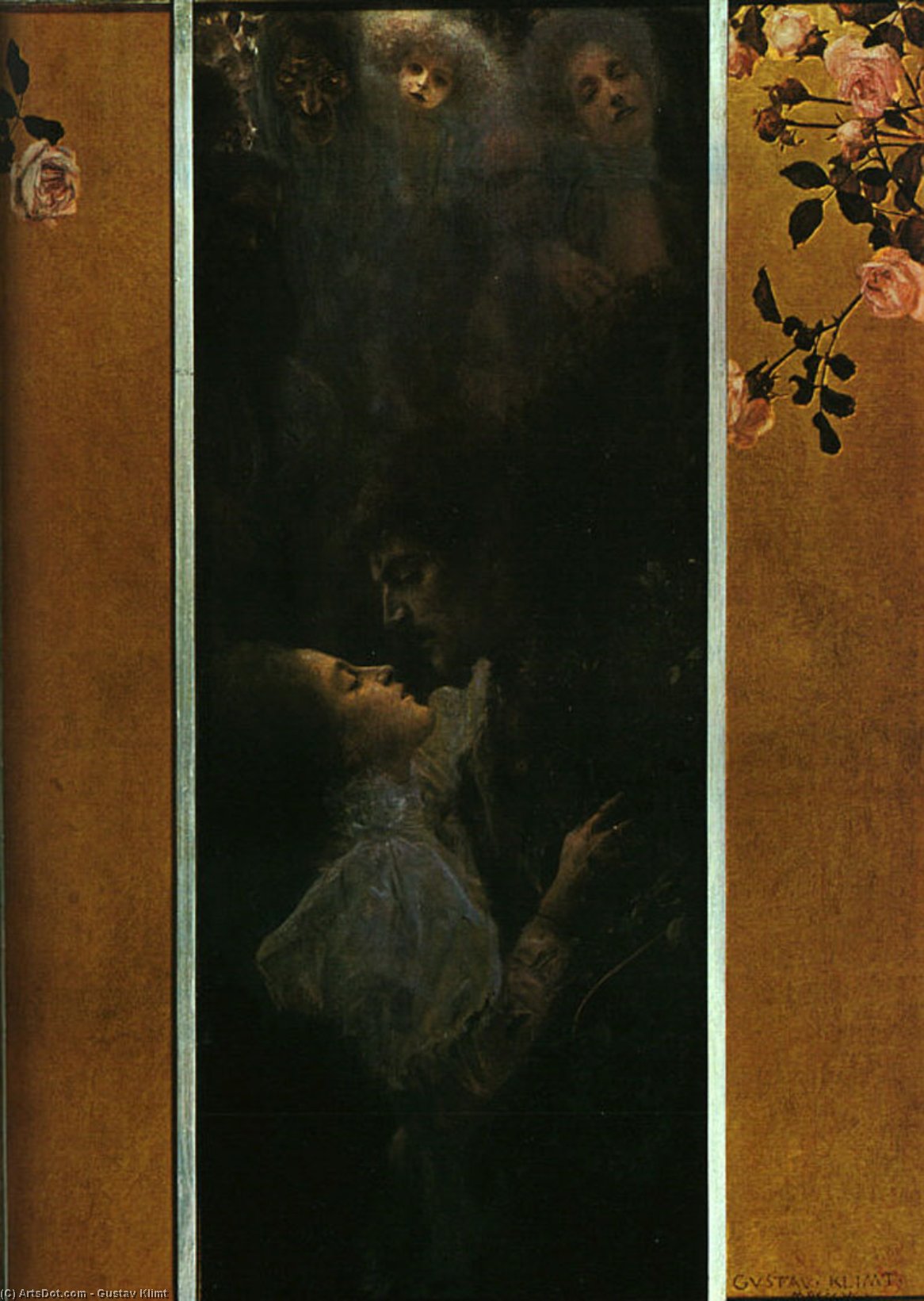 WikiOO.org - 백과 사전 - 회화, 삽화 Gustav Klimt - Love, oil on canvas, Historisches Muse