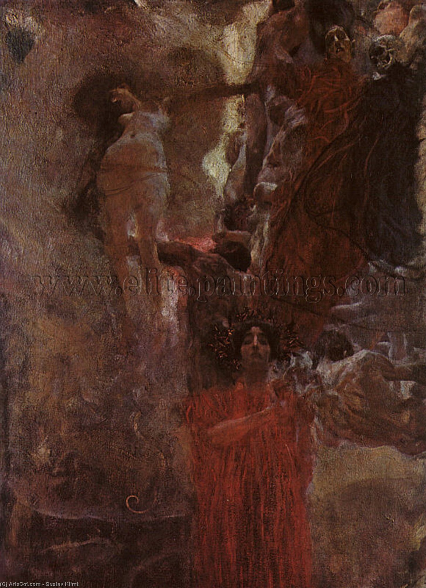Wikioo.org - The Encyclopedia of Fine Arts - Painting, Artwork by Gustav Klimt - Medicine (compositional study), oil on canvas