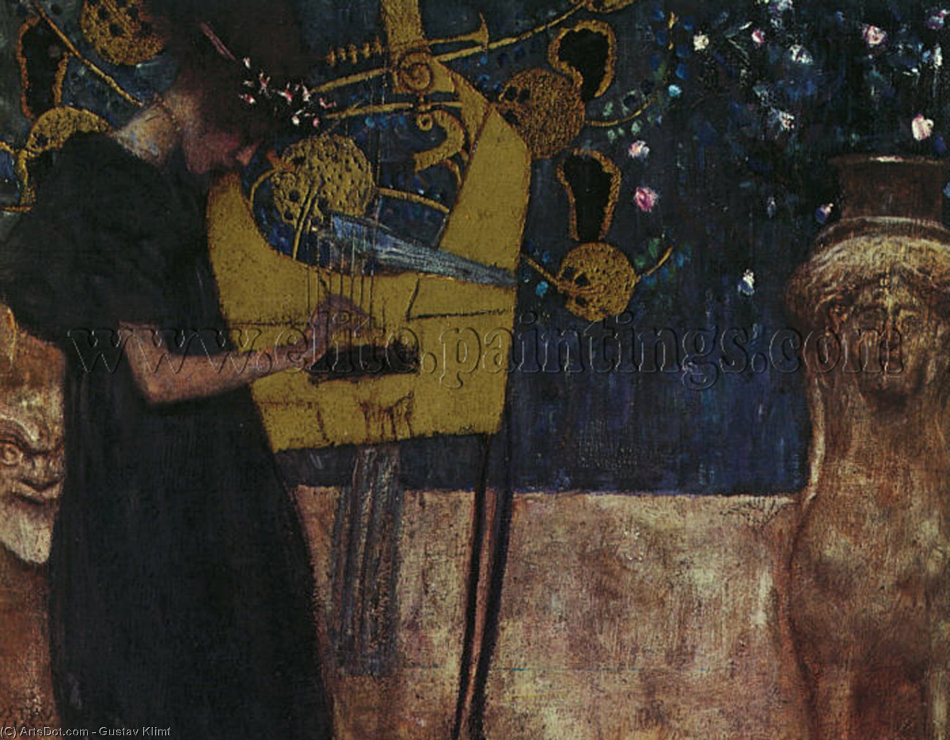 WikiOO.org – 美術百科全書 - 繪畫，作品 Gustav Klimt - 我的音乐 油  对  帆布  抵达neue  绘画陈列馆  慕尼黑