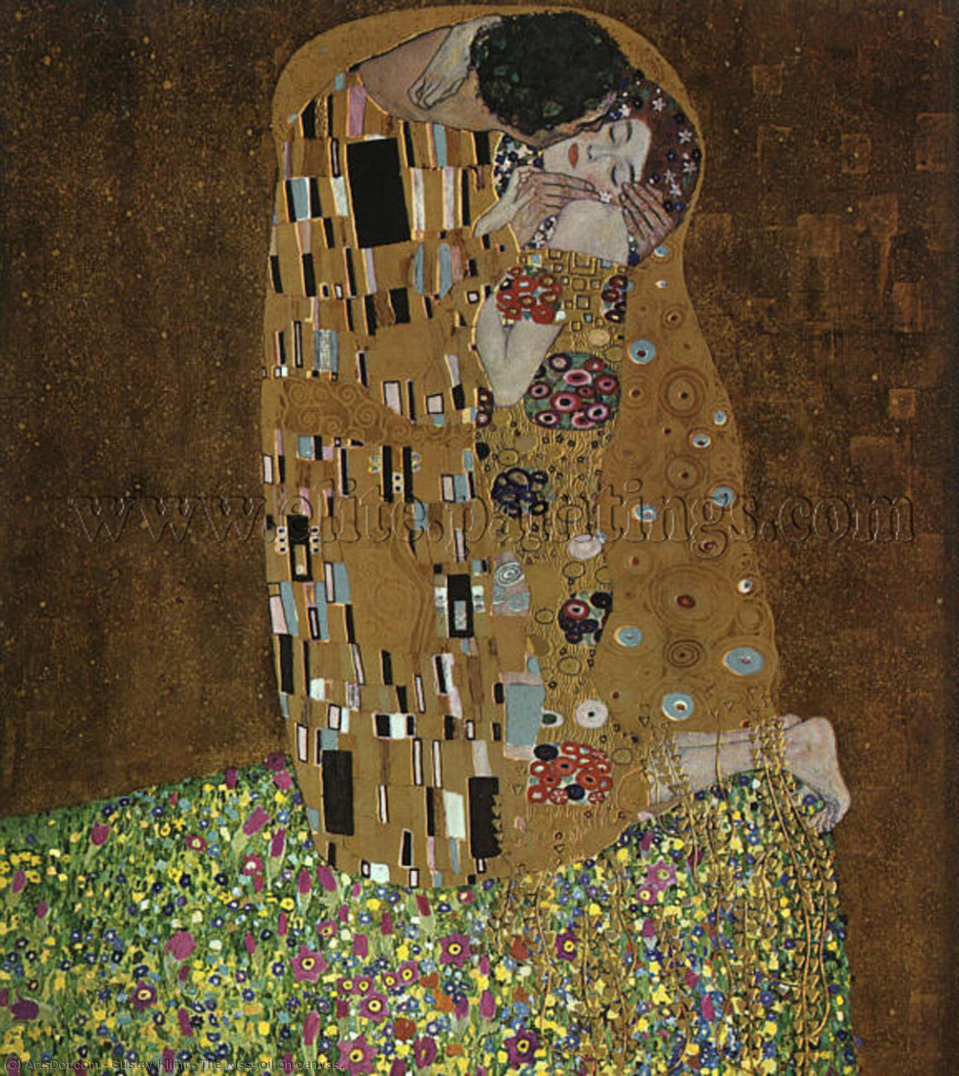 Wikioo.org - The Encyclopedia of Fine Arts - Painting, Artwork by Gustav Klimt - The Kiss, oil on canvas.