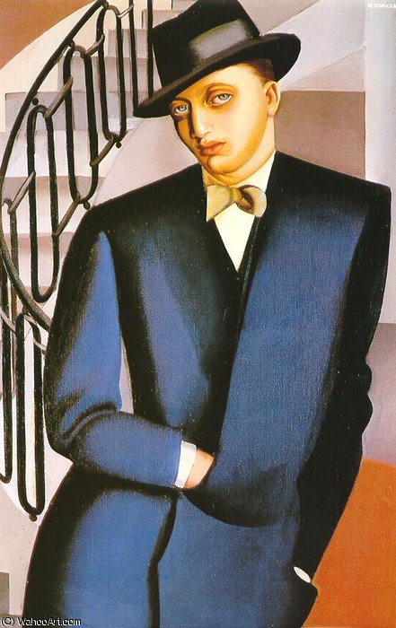 Wikioo.org – L'Encyclopédie des Beaux Arts - Peinture, Oeuvre de Tamara De Lempicka - le marquis D'Afflitto sur une Escalier