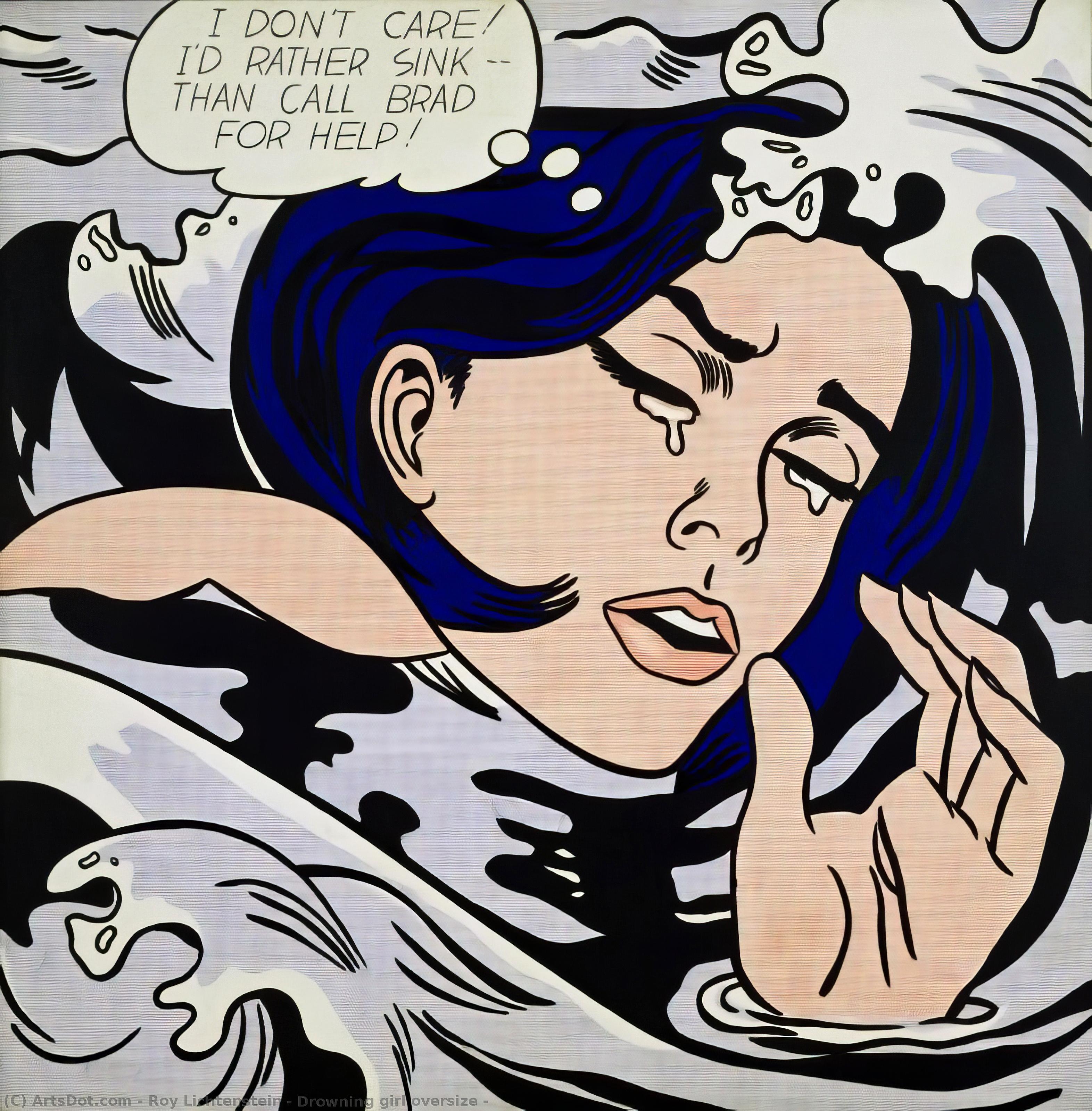 Wikioo.org – La Enciclopedia de las Bellas Artes - Pintura, Obras de arte de Roy Lichtenstein - Chica ahogada de gran tamaño -