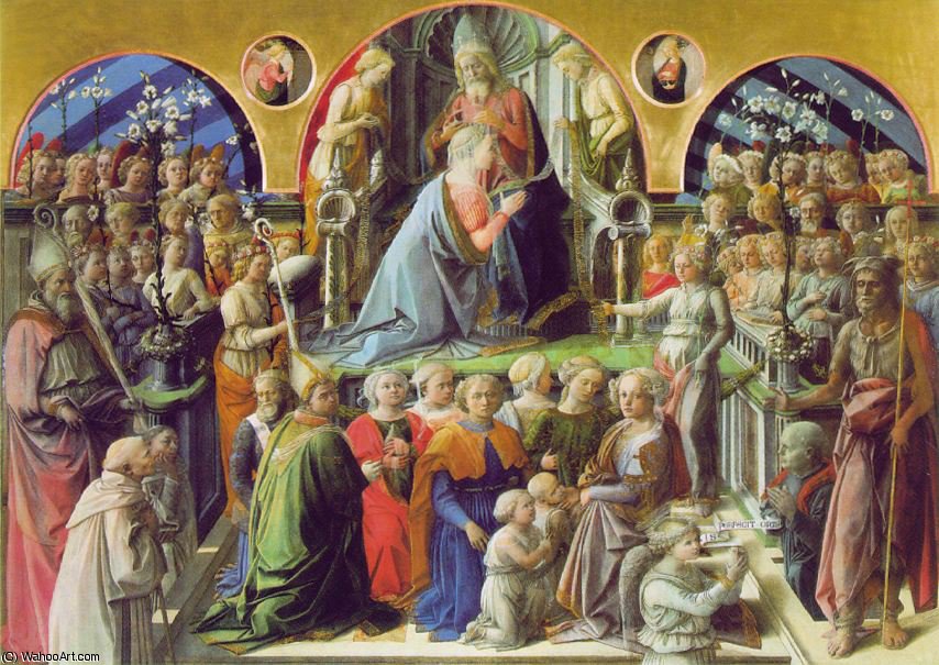 WikiOO.org - دایره المعارف هنرهای زیبا - نقاشی، آثار هنری Fra Filippo Lippi - Coronation of the Virgin, Uffizi