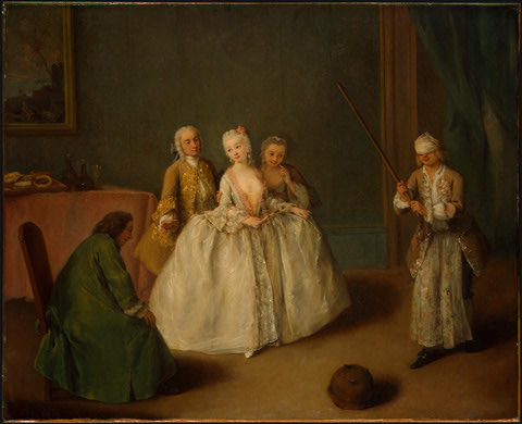 Wikioo.org - The Encyclopedia of Fine Arts - Painting, Artwork by Pietro Longhi - The Game of the Cooking Pot, c.