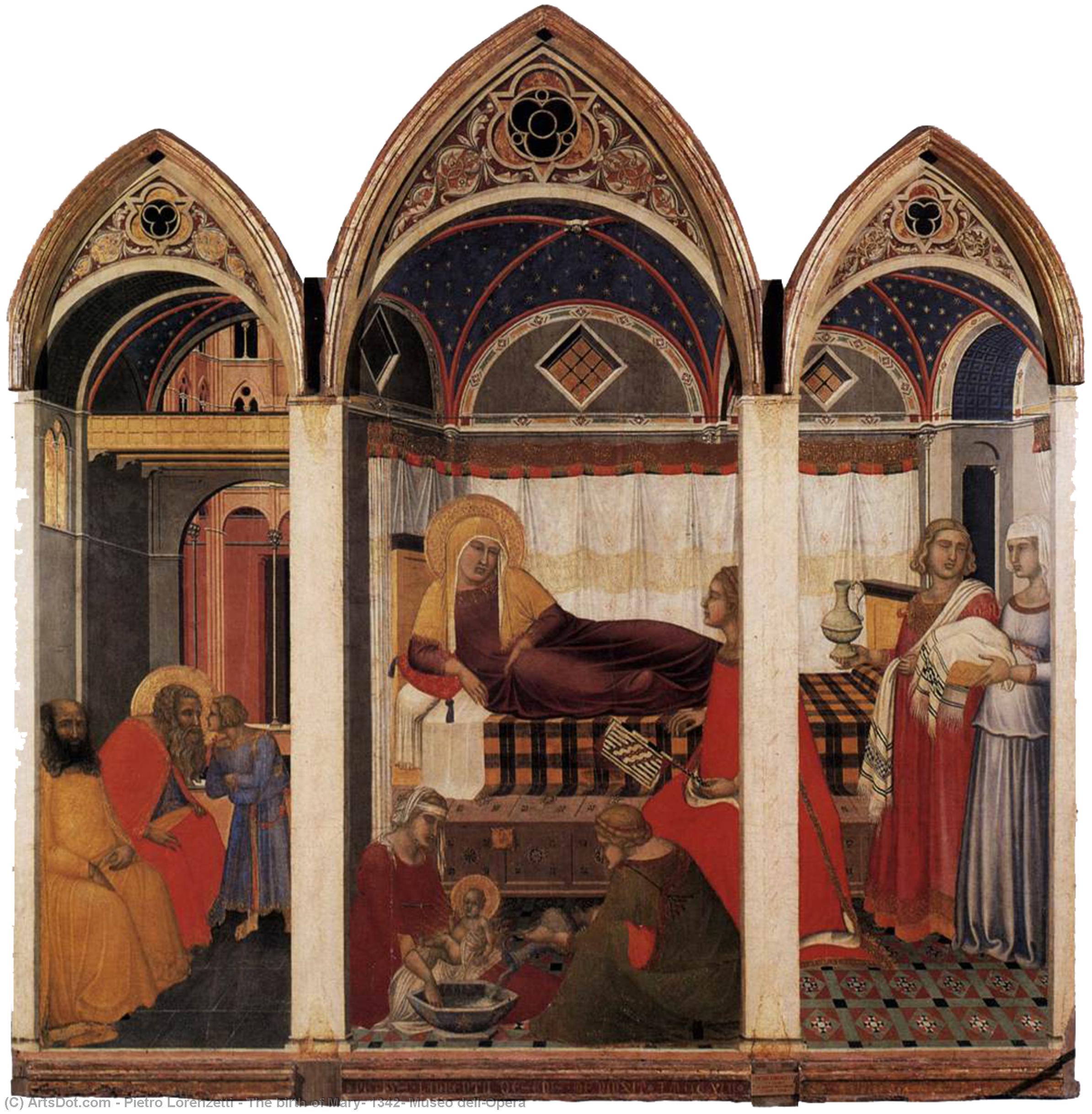 Wikioo.org - The Encyclopedia of Fine Arts - Painting, Artwork by Pietro Lorenzetti - The birth of Mary, 1342, Museo dell'Opera