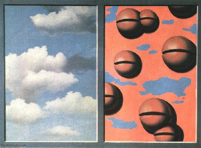 WikiOO.org - Енциклопедія образотворчого мистецтва - Живопис, Картини
 Rene Magritte - Pink belles, tattered skies,1929-1930, urvater coll