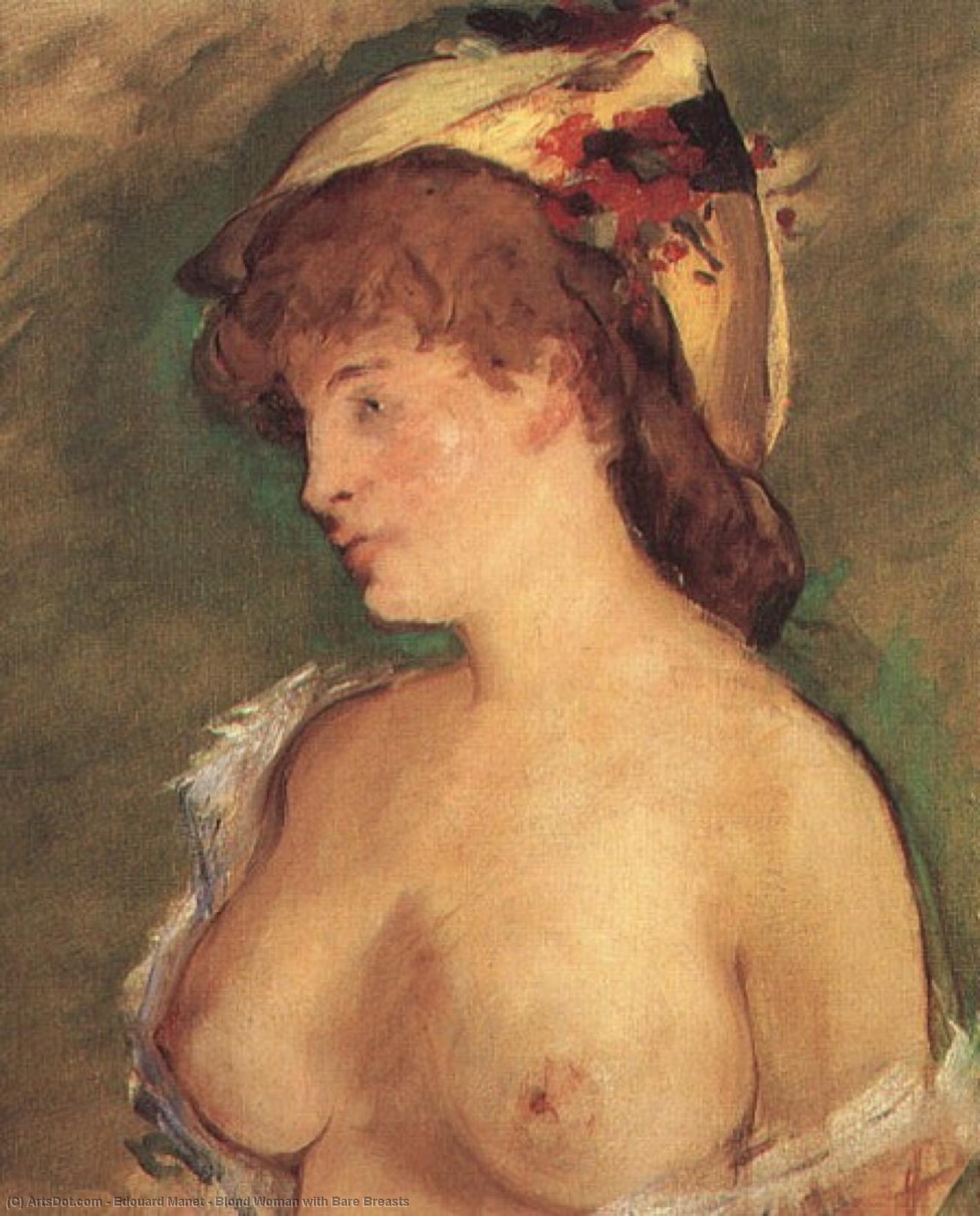 WikiOO.org - 백과 사전 - 회화, 삽화 Edouard Manet - Blond Woman with Bare Breasts