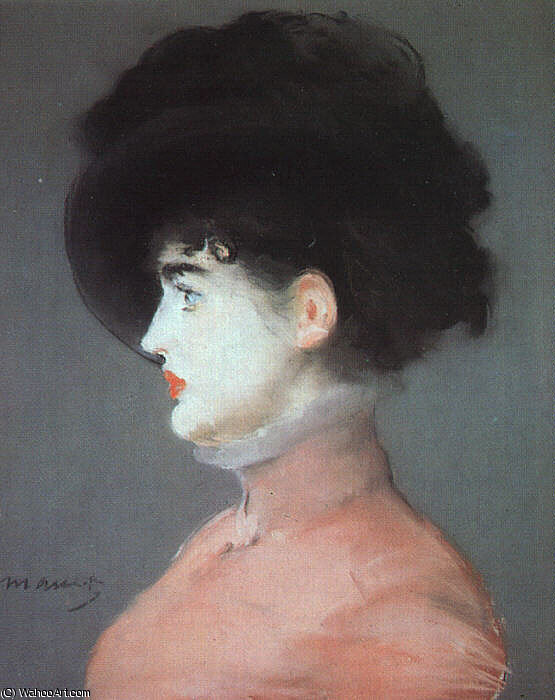Wikioo.org – La Enciclopedia de las Bellas Artes - Pintura, Obras de arte de Edouard Manet - irma brunner ( mujer en un sombrero negro ) , en colores pastel o