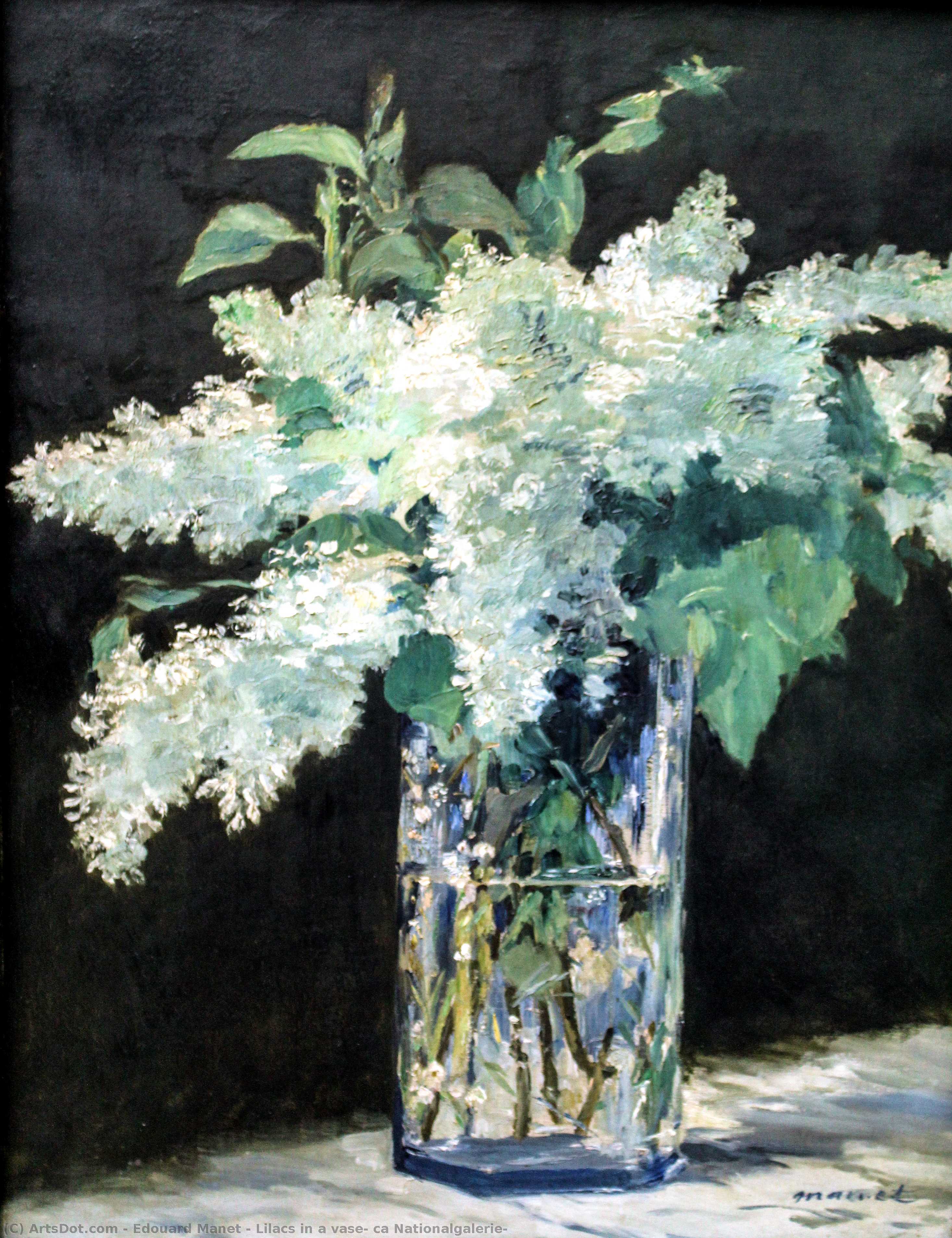WikiOO.org - Εγκυκλοπαίδεια Καλών Τεχνών - Ζωγραφική, έργα τέχνης Edouard Manet - Lilacs in a vase, ca Nationalgalerie,