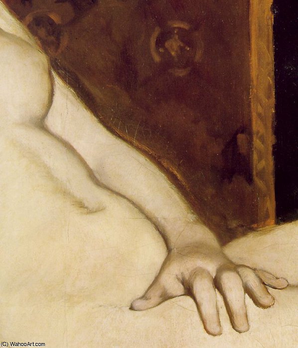Wikoo.org - موسوعة الفنون الجميلة - اللوحة، العمل الفني Edouard Manet - Olympia, (Detalj) Musee d'Orsay, P