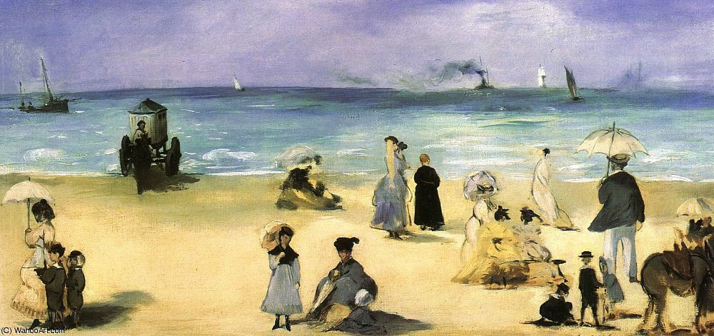 Wikoo.org - موسوعة الفنون الجميلة - اللوحة، العمل الفني Edouard Manet - On the Beach at Boulogne, Virginia Museum of Fine Arts