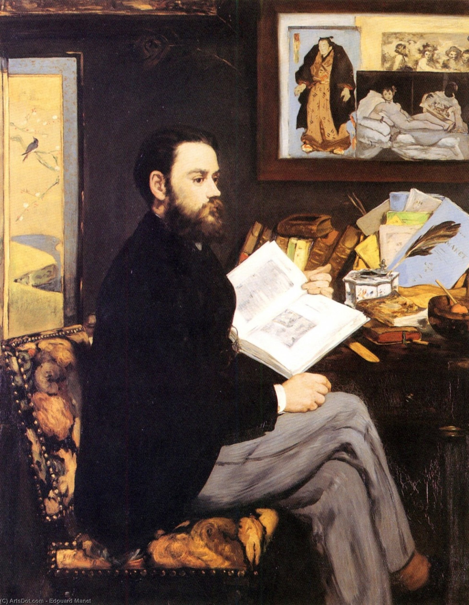 WikiOO.org - 백과 사전 - 회화, 삽화 Edouard Manet - Portrait d'Emile Zola, Musee d'Orsay