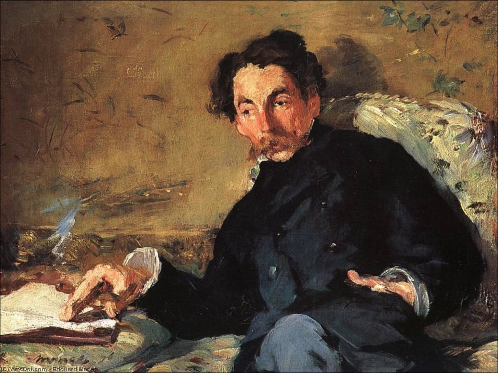 Wikoo.org - موسوعة الفنون الجميلة - اللوحة، العمل الفني Edouard Manet - Portrait of Stéphane Mallarmé, Musée d'Orsay, Pa