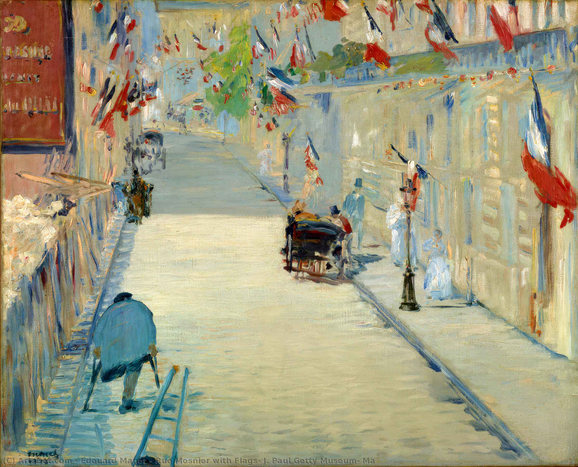 Wikoo.org - موسوعة الفنون الجميلة - اللوحة، العمل الفني Edouard Manet - Rue Mosnier with Flags, J. Paul Getty Museum, Ma