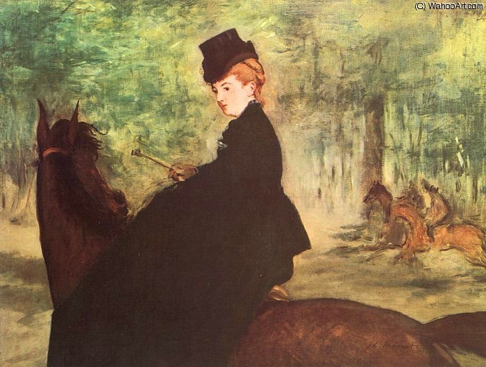 Wikioo.org – L'Encyclopédie des Beaux Arts - Peinture, Oeuvre de Edouard Manet - la cavalière , huile sur toile , musée d art , Sã