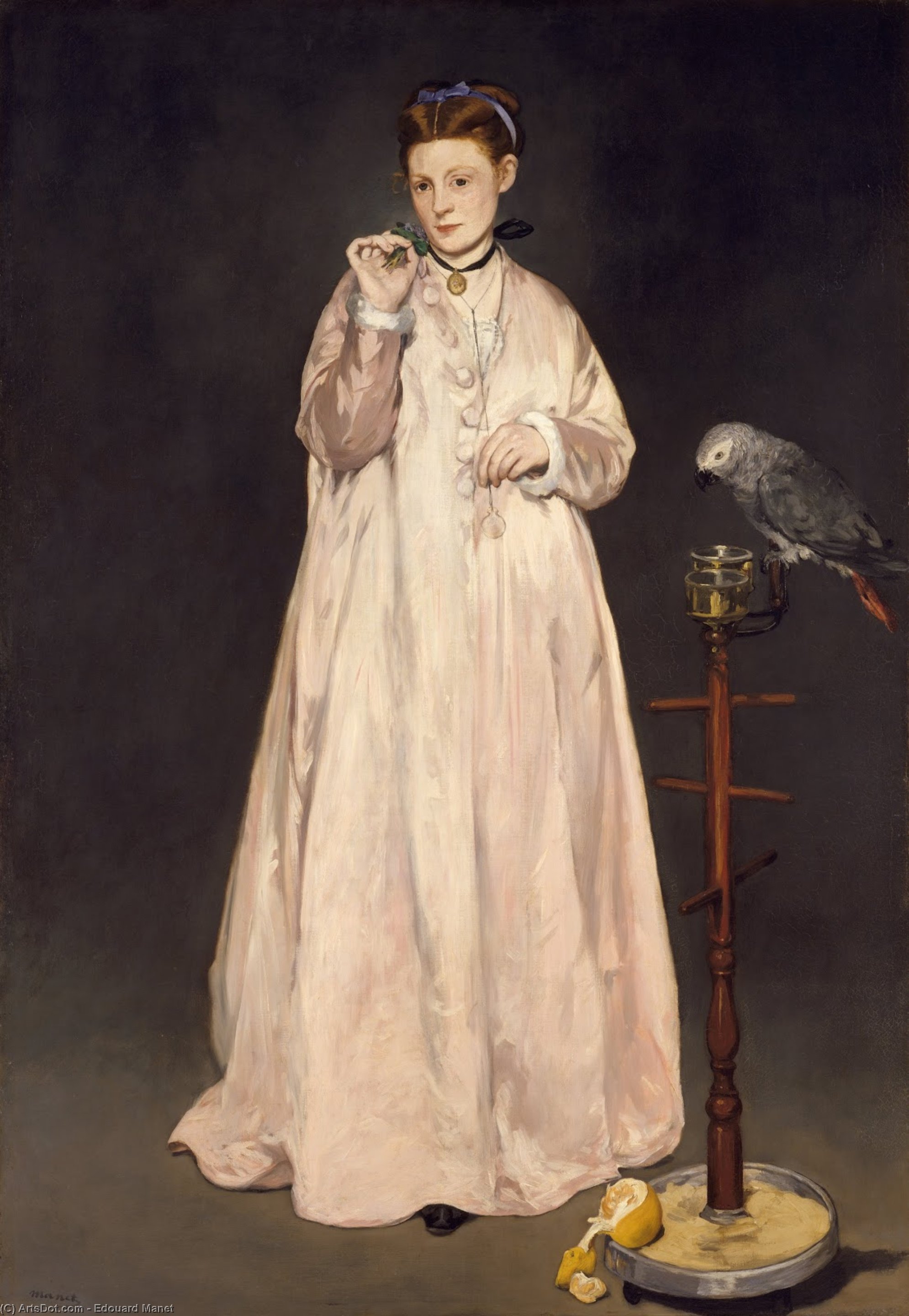 WikiOO.org - Güzel Sanatlar Ansiklopedisi - Resim, Resimler Edouard Manet - Woman with parrot, Metropolitan