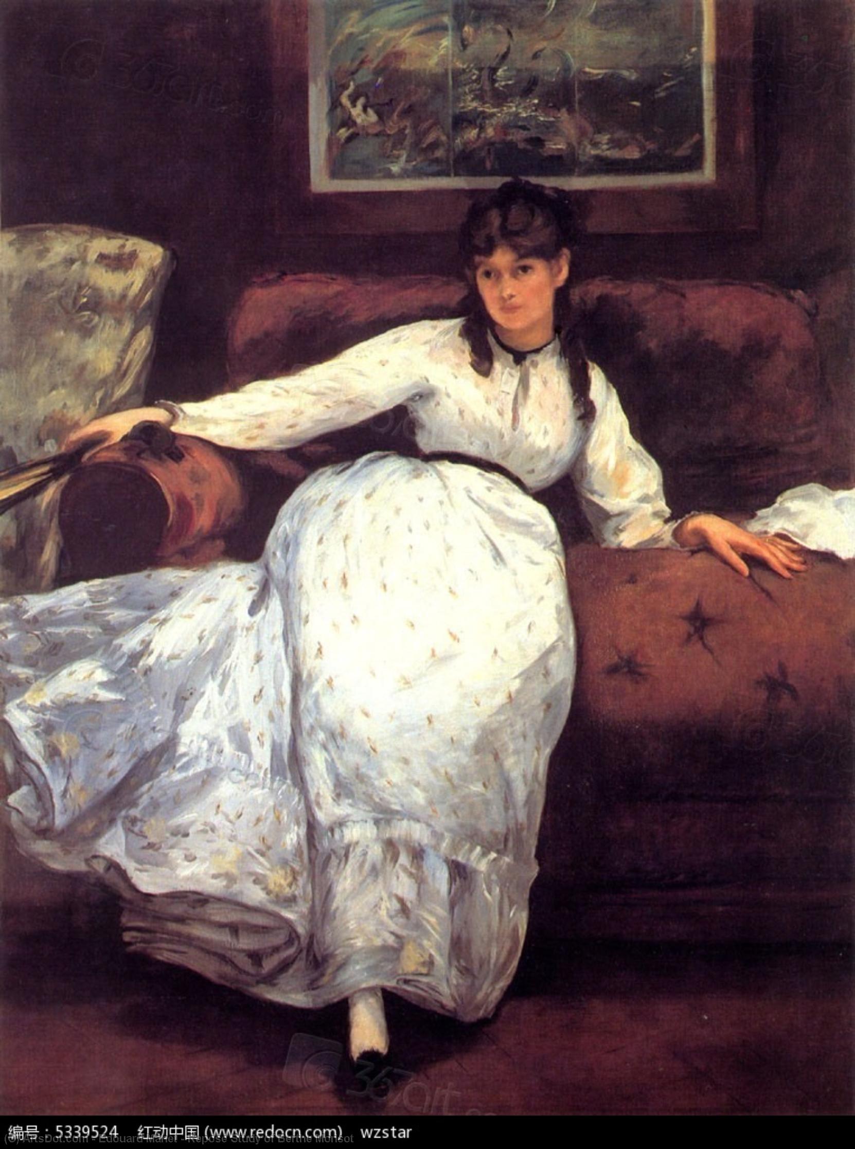 Wikioo.org - The Encyclopedia of Fine Arts - Painting, Artwork by Edouard Manet - Repose Study of Berthe Morisot