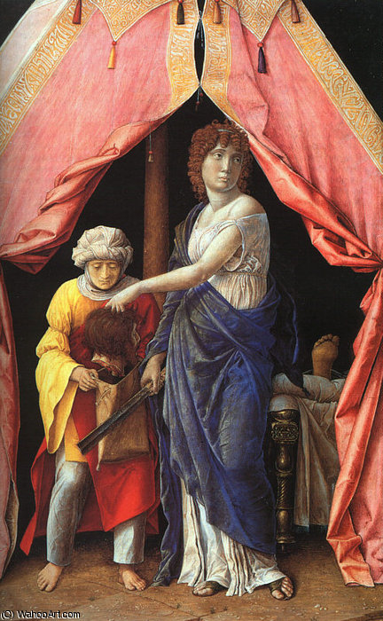Wikioo.org - The Encyclopedia of Fine Arts - Painting, Artwork by Andrea Mantegna - Judith and Holofernes, wood, National Gallery