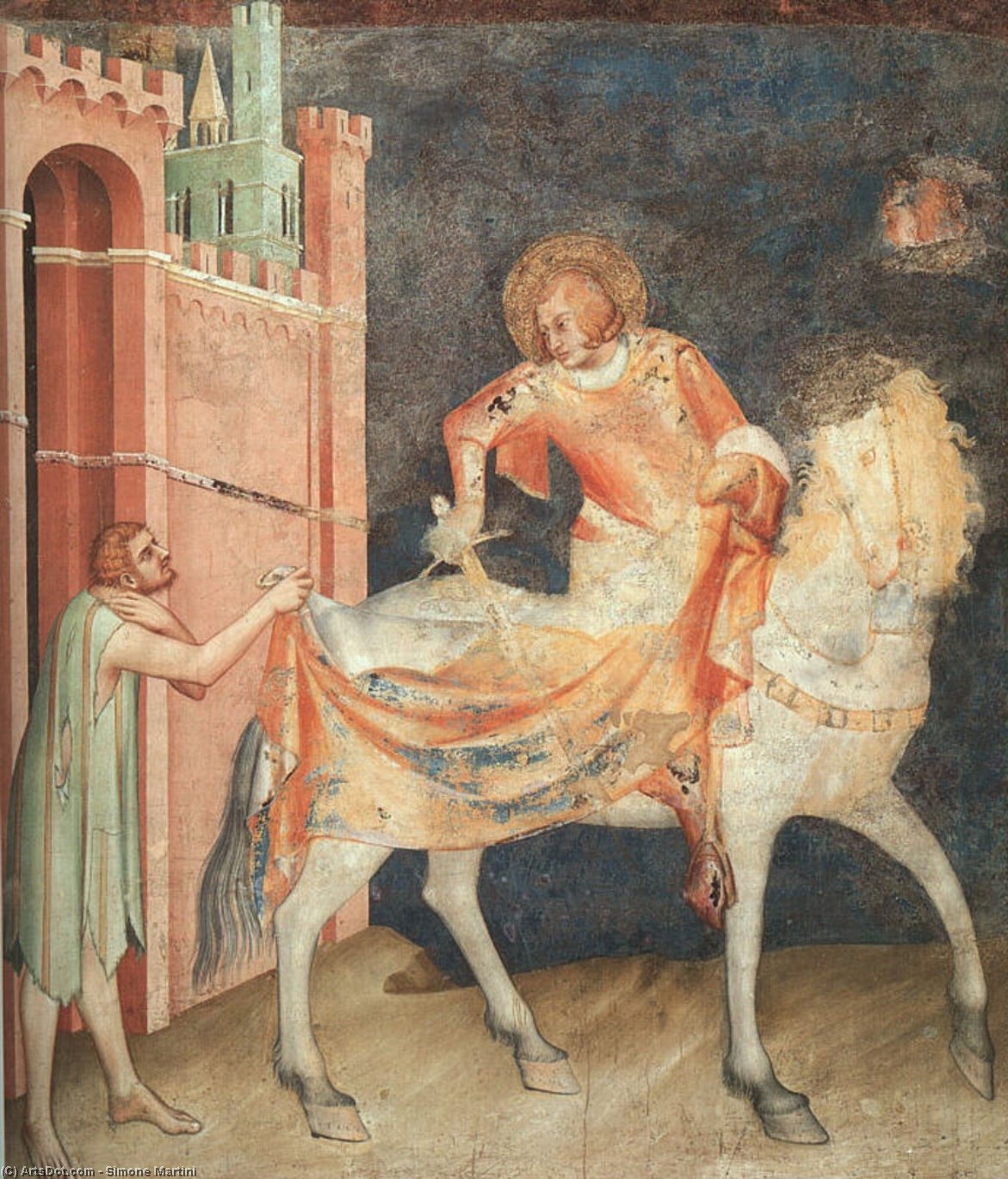 Wikioo.org – L'Enciclopedia delle Belle Arti - Pittura, Opere di Simone Martini - Divisione del Mantello , ca. . 1321 , affresco , Inferiore C