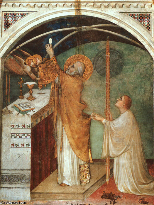 Wikioo.org - The Encyclopedia of Fine Arts - Painting, Artwork by Simone Martini - Miraculous Mass, approx. 1321, fresco, Lower Church