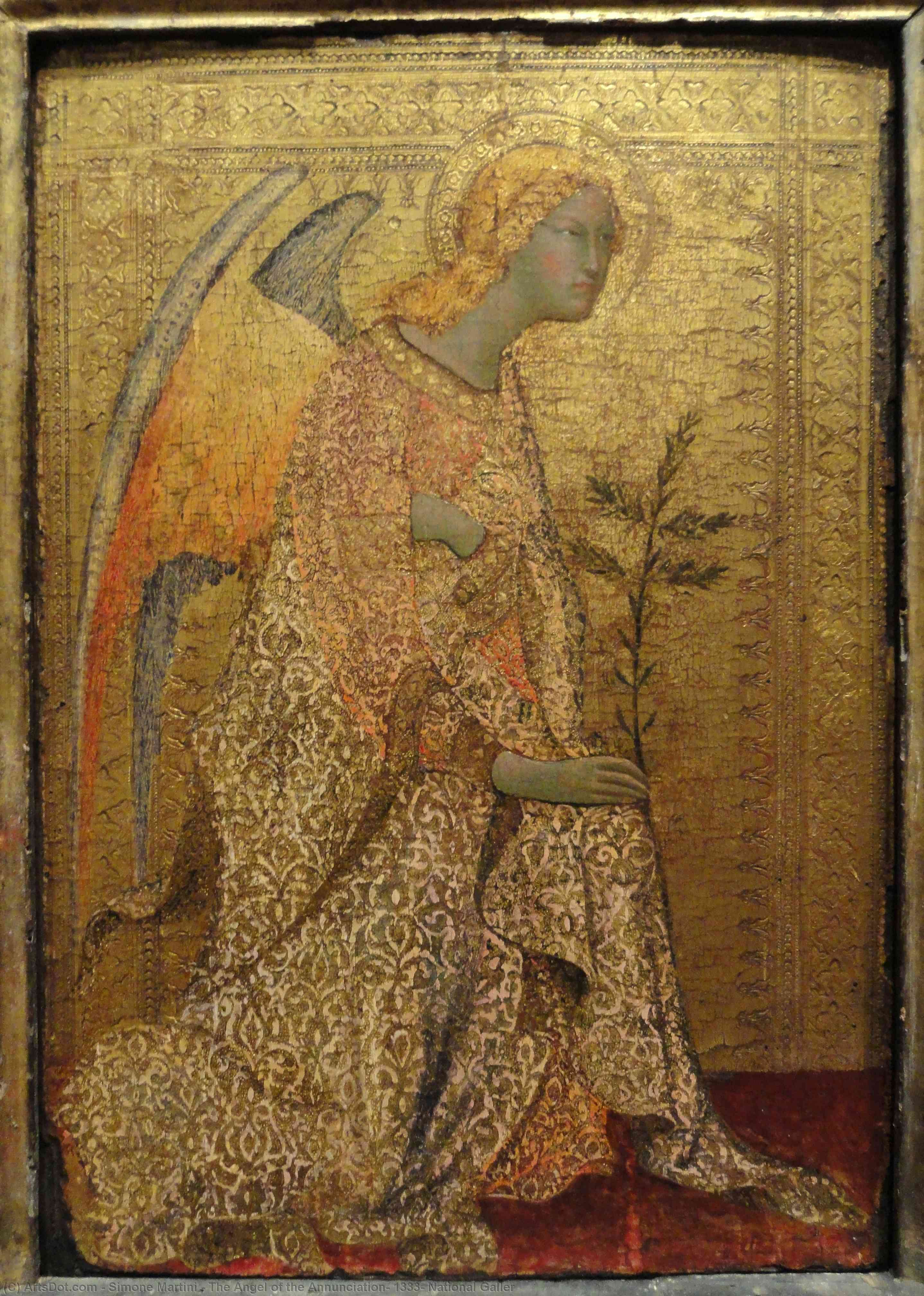 Wikoo.org - موسوعة الفنون الجميلة - اللوحة، العمل الفني Simone Martini - The Angel of the Annunciation, 1333, National Galler