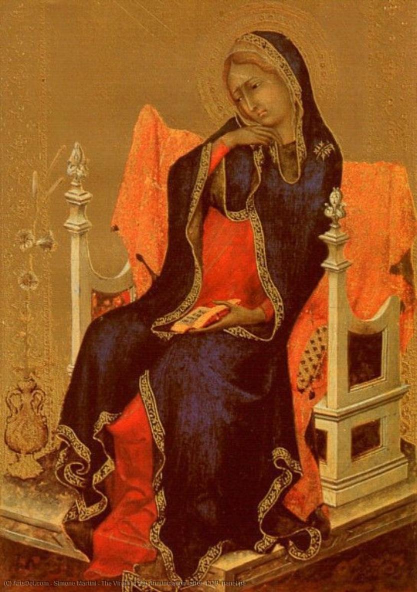 Wikioo.org – La Enciclopedia de las Bellas Artes - Pintura, Obras de arte de Simone Martini - la virgen de anunciación , después 1339 , el panel papá