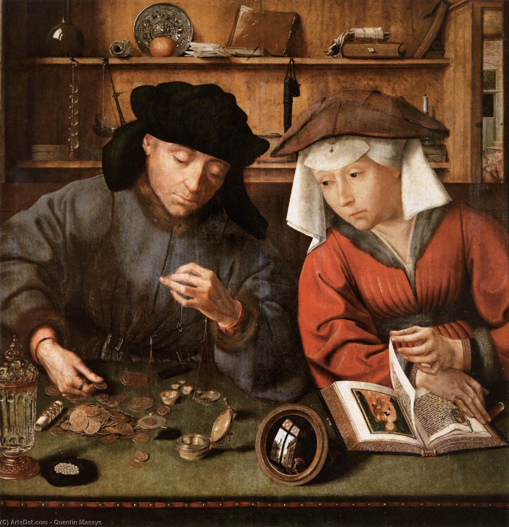 Wikioo.org - The Encyclopedia of Fine Arts - Painting, Artwork by Quentin Massys - Moneychanger and his wife, louvre