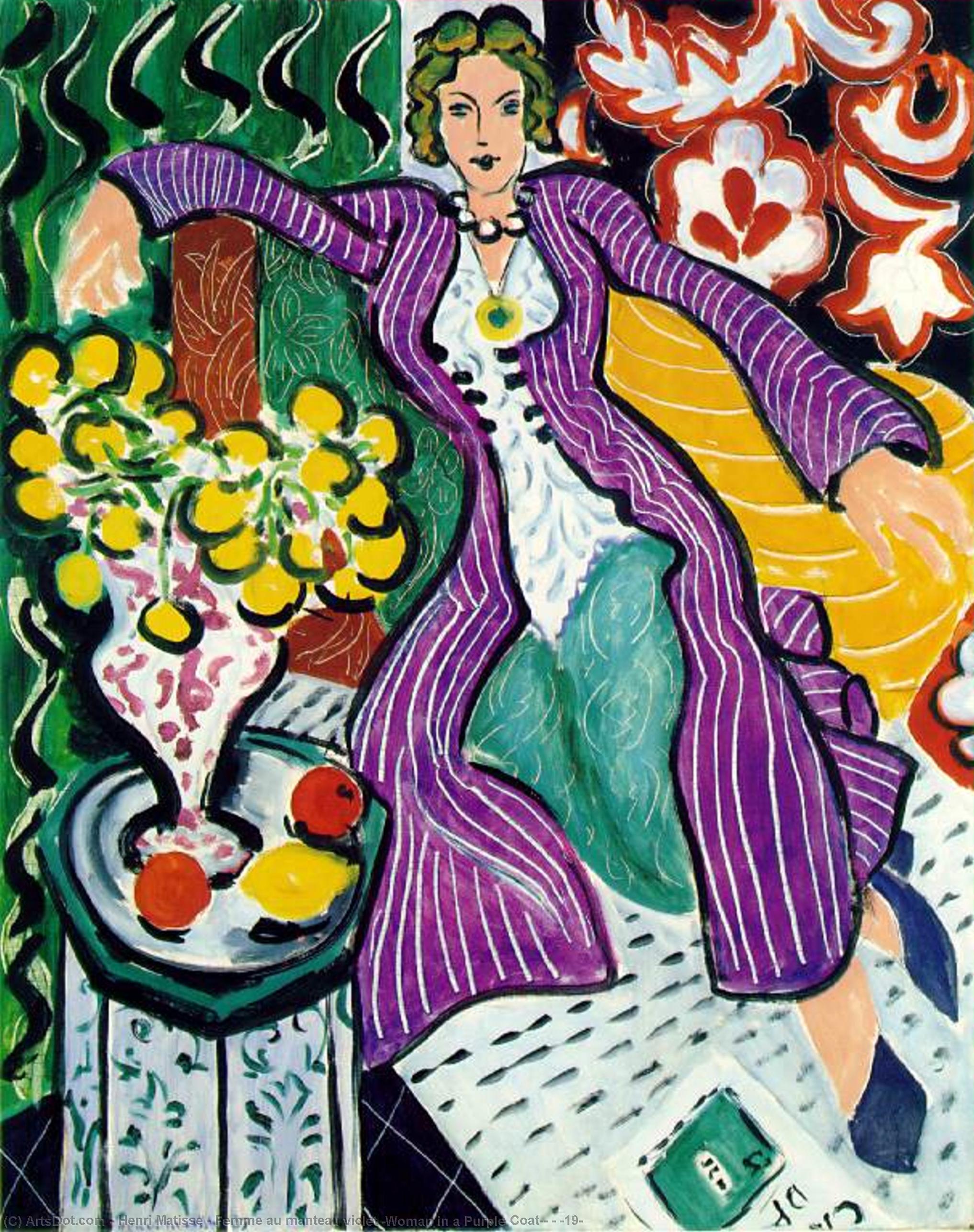 WikiOO.org - Εγκυκλοπαίδεια Καλών Τεχνών - Ζωγραφική, έργα τέχνης Henri Matisse - Femme au manteau violet (Woman in a Purple Coat), - (19)